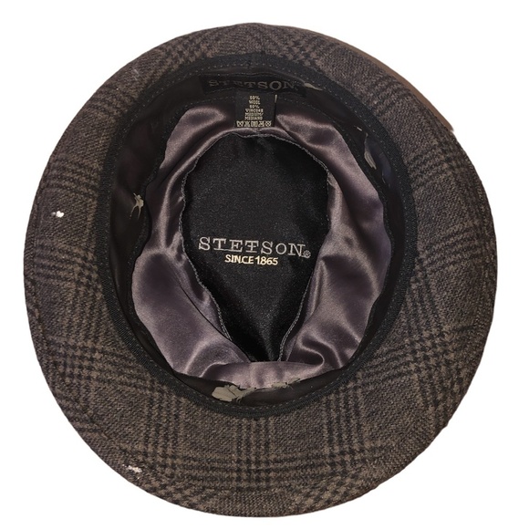 STETSON SINCE 1865 Fedora Hat Men's Size Medium Brown Plaid Print Wool - Picture 3 of 10